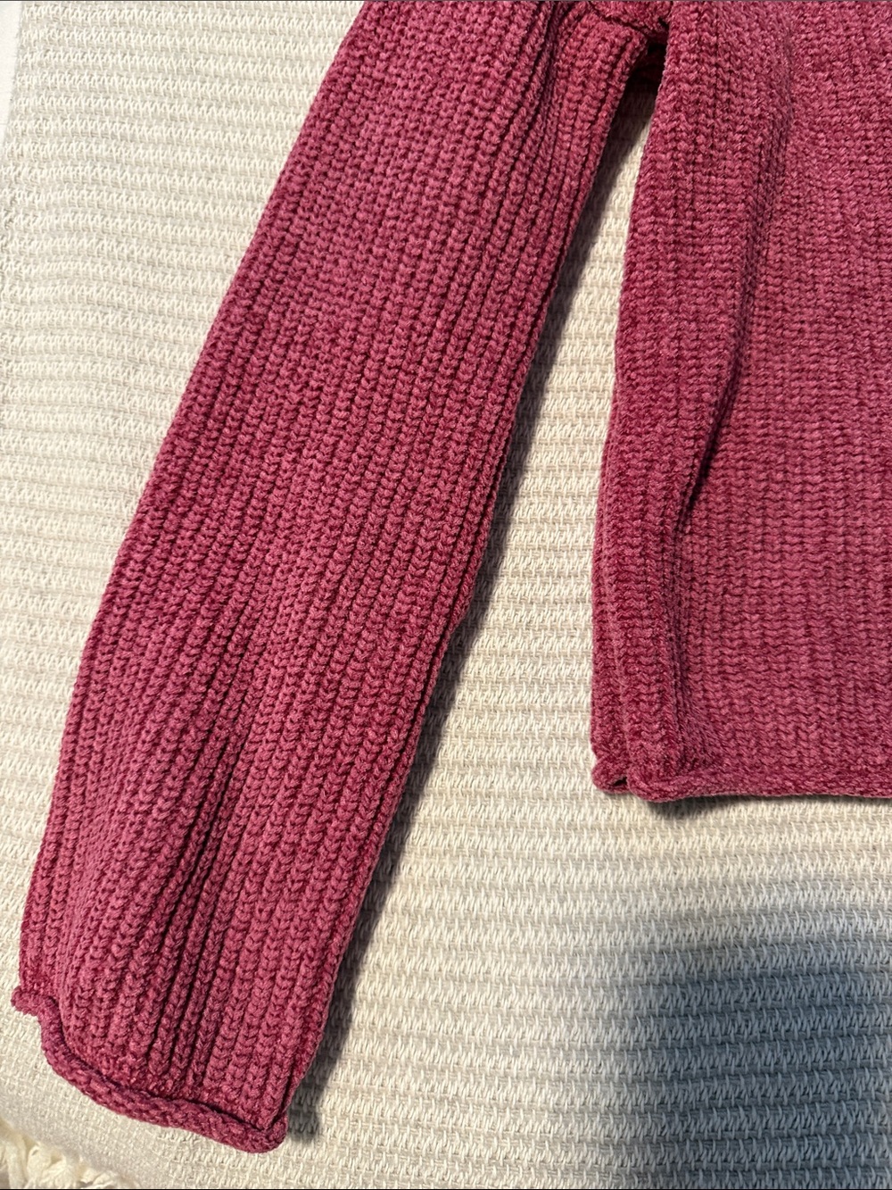 Cat & Jack Girls' Ribbed Crewneck Sweater in Raspberry - Picture 4 of 7